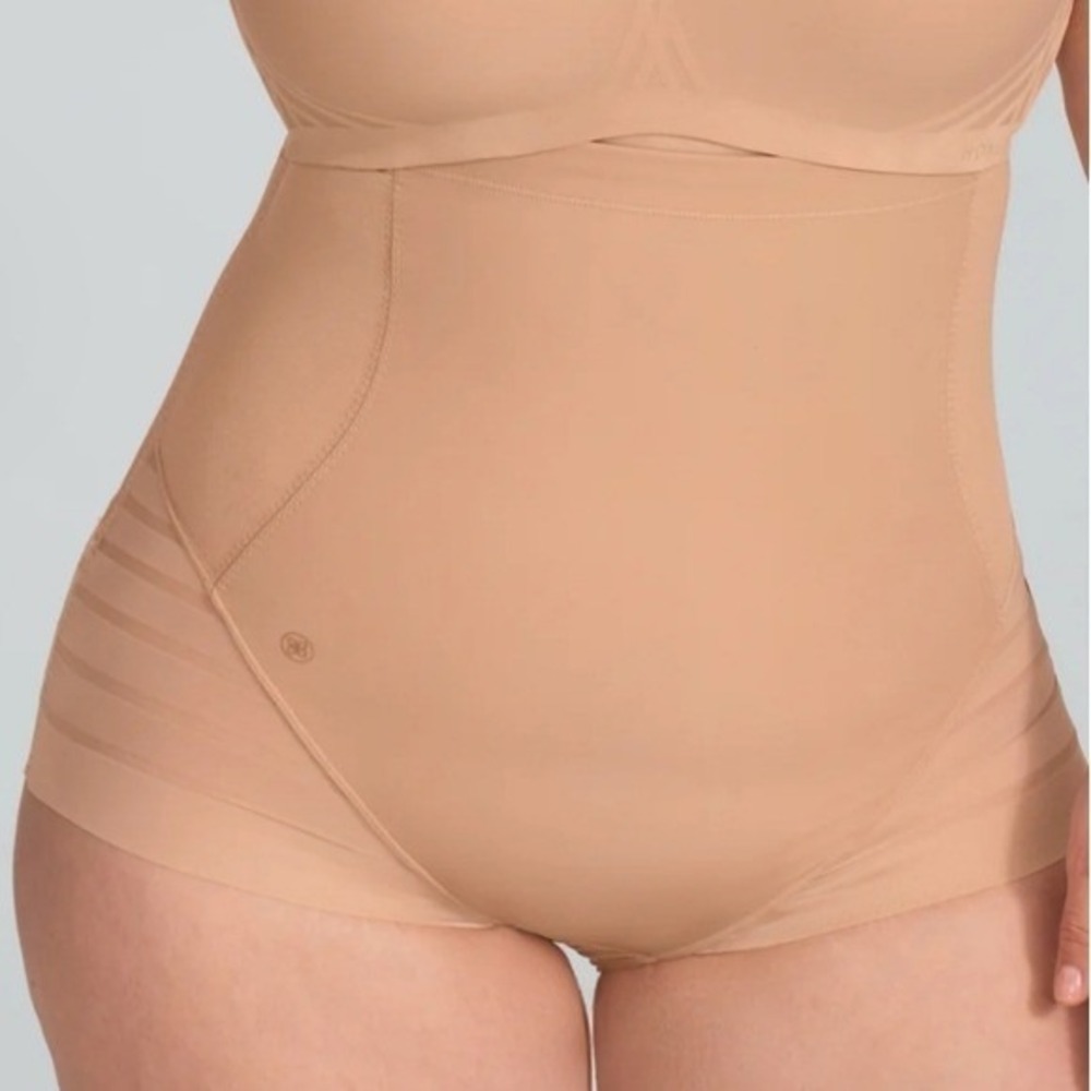 HONEYLOVE NWT Womens Queen Brief Sculptwear Shapewear Panty Nylon Tan Sand 2X